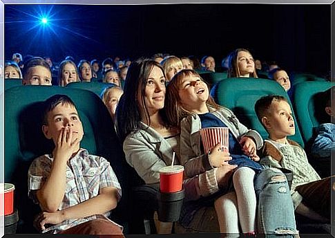 Family in a movie theater